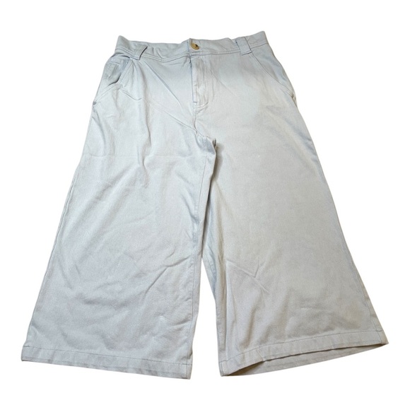 Dg2 Diane Gilman Light Blue Wide Leg High Rise Soft Crop Pants Womens Size 14P - Picture 1 of 11